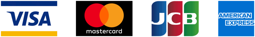 VISA、mastescard、JCB、AMERICAN EXPRESS